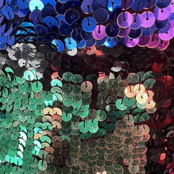 A.J. Bari Vtg Multicolor Colorblock Sequin Tank Dress 4 Festival Cocktail Party - Picture 4 of 10